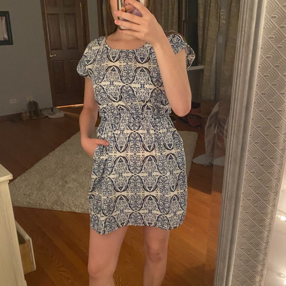 Blue and White Paisley Summer Dress